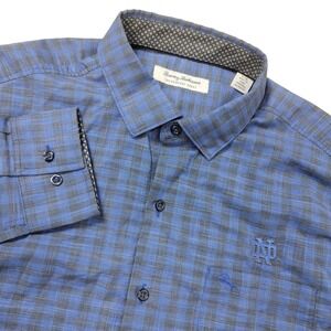 Tommy Bahama The Newport Coast Mens Large Blue Check Button Down Notre Dame